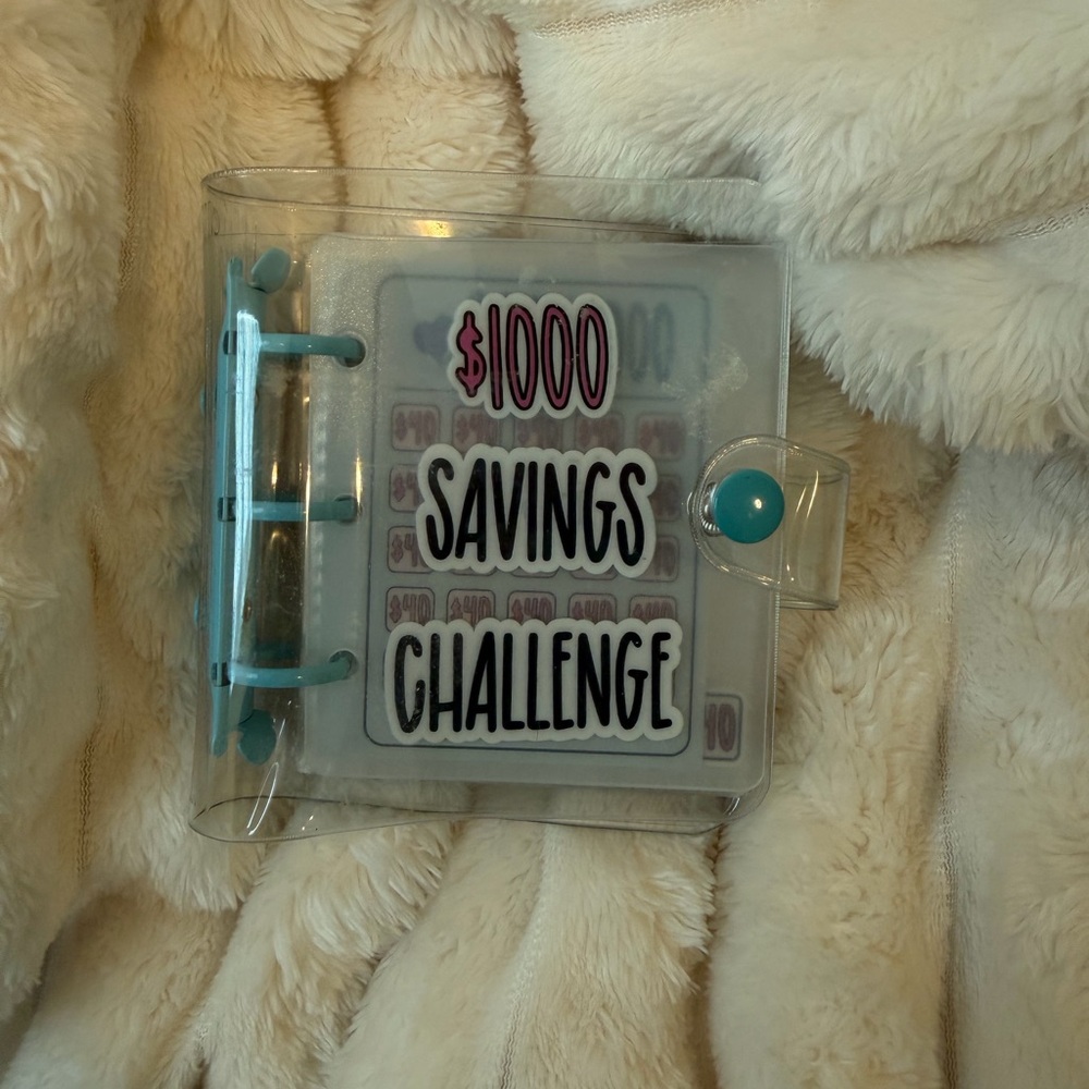 Clear $1000 Savings Challenge Binder - Teal Accent